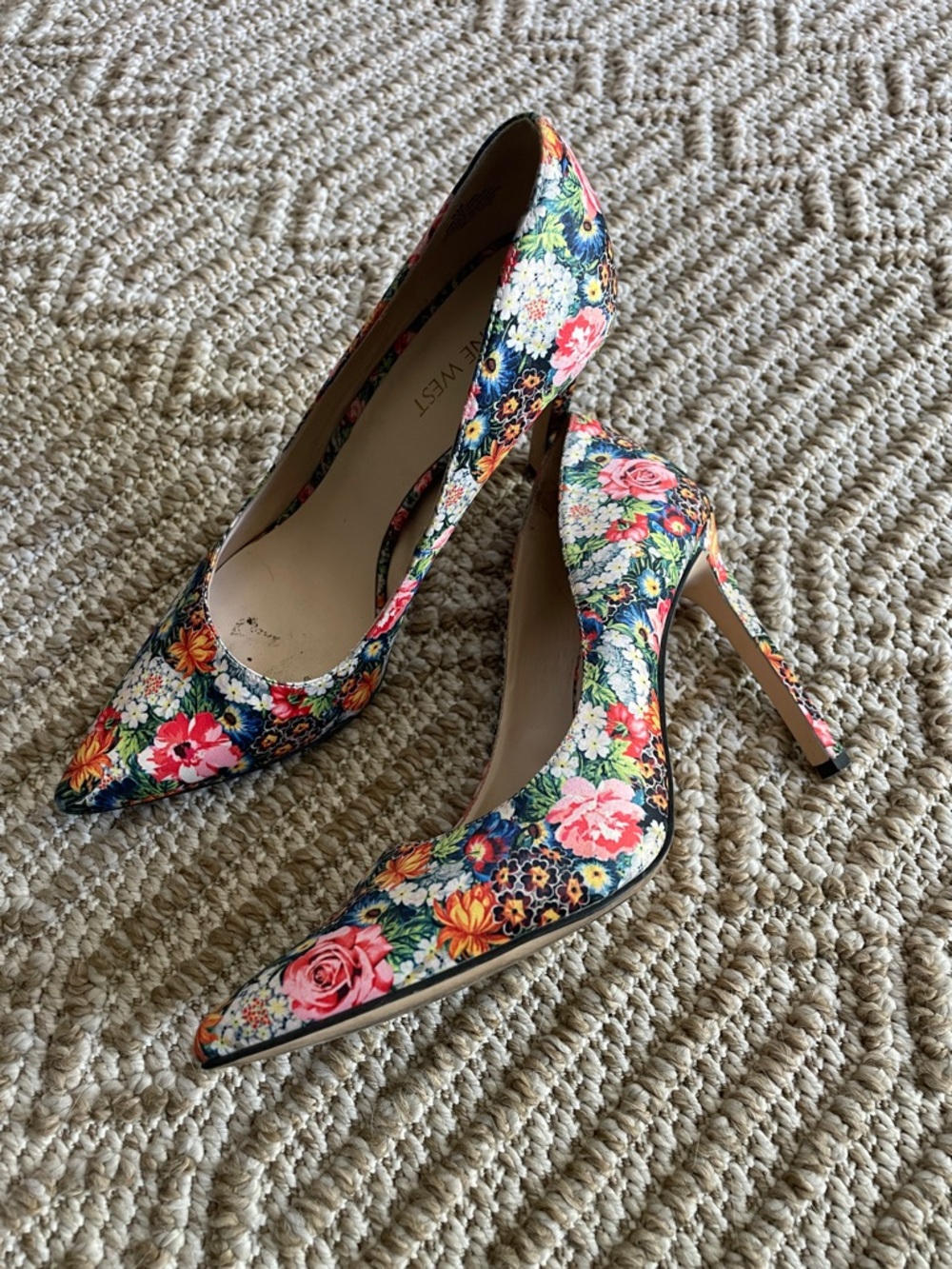 Nine West Floral Pointed-Toe Pumps - Blue, Pink, Yellow - Picture 2 of 4